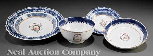 Appraisal: Two Groups of Chinese Export Polychrome and Gilt Enameled Blue