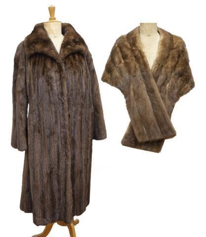 Appraisal: lot of Ladies dark brown mink coat and stole comprising