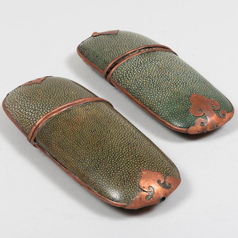 Appraisal: Pair of Copper-Mounted Shagreen Eyeglass Cases x in Condition Minor