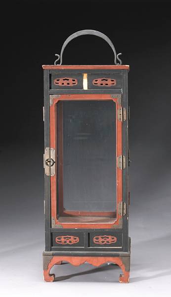 Appraisal: A polychrome-painted wood floor lantern chwadung Late Joseon Dynasty Of