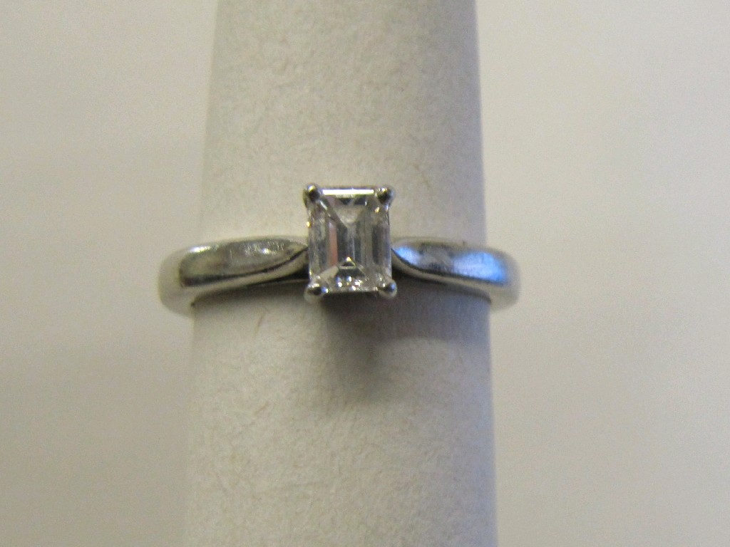 Appraisal: Platinum baguette cut diamond solitaire ring