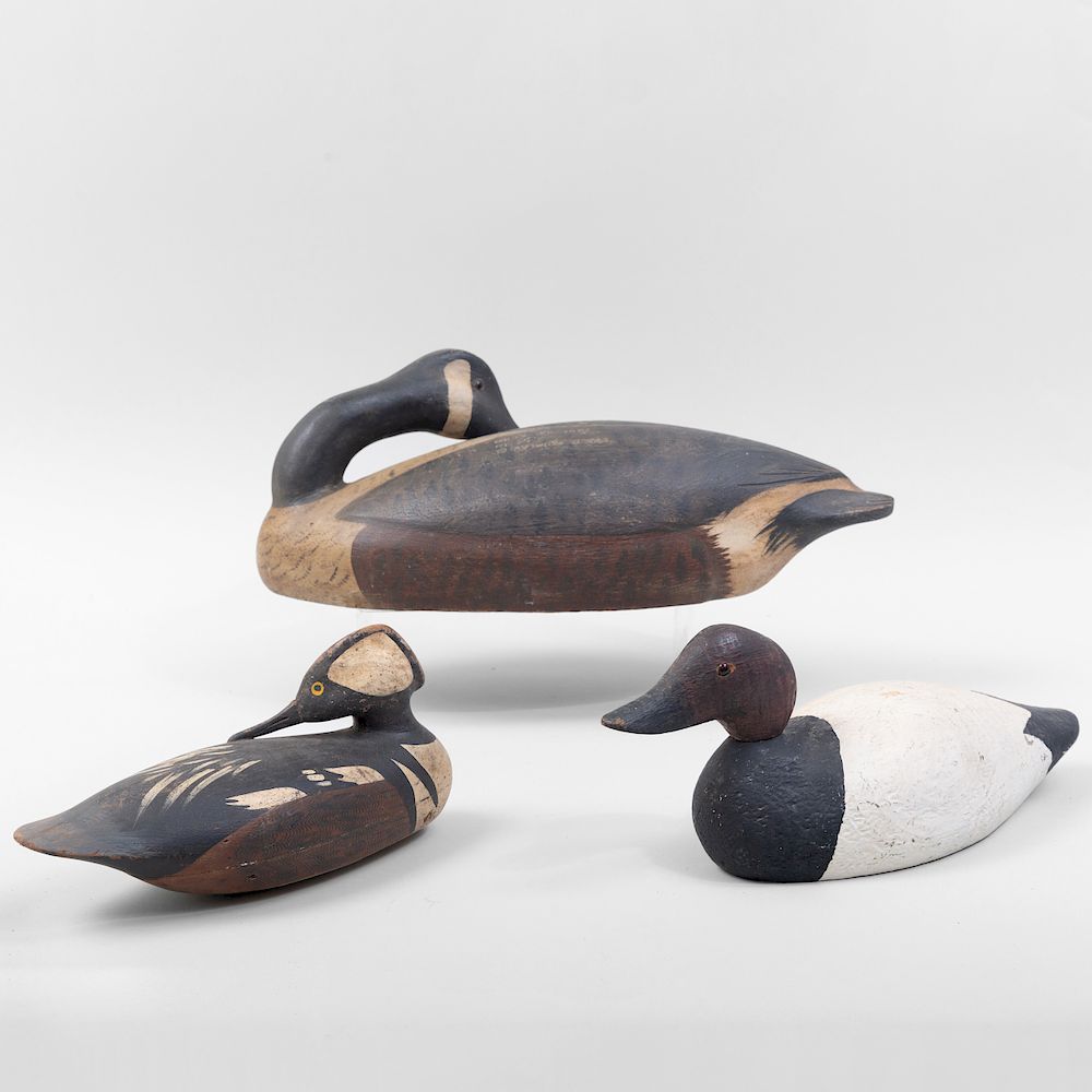 Appraisal: Three American Painted Wood Duck Decoys Comprising A Canada Goose