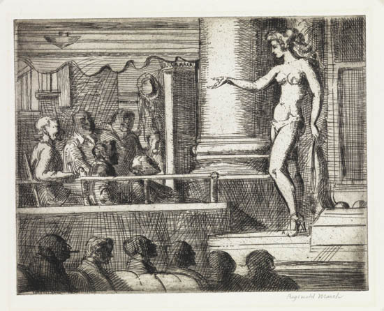 Appraisal: REGINALD MARSH Striptease in New Jersey Etching x mm x