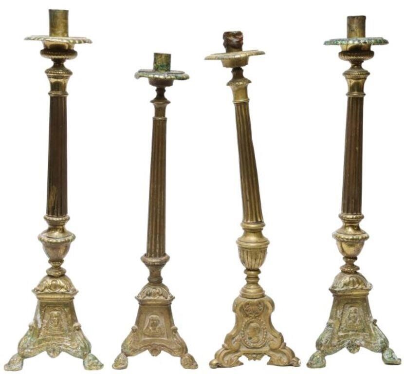 Appraisal: lot of Gilt metal altar candlesticks all having ribbed bobeche