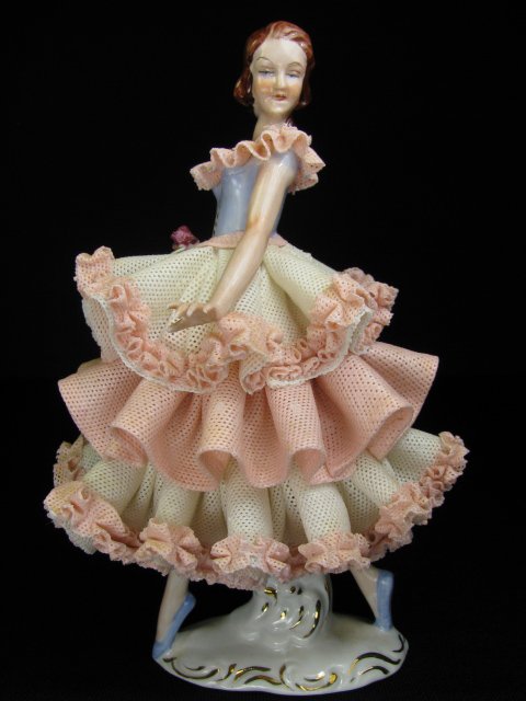 Appraisal: Dresden female dancer figurine Lace work is in very good