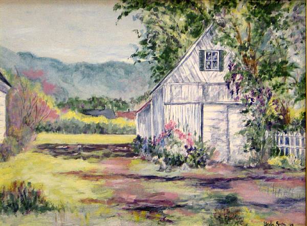 Appraisal: Linda Smith Farm house in the springtime signed and dated