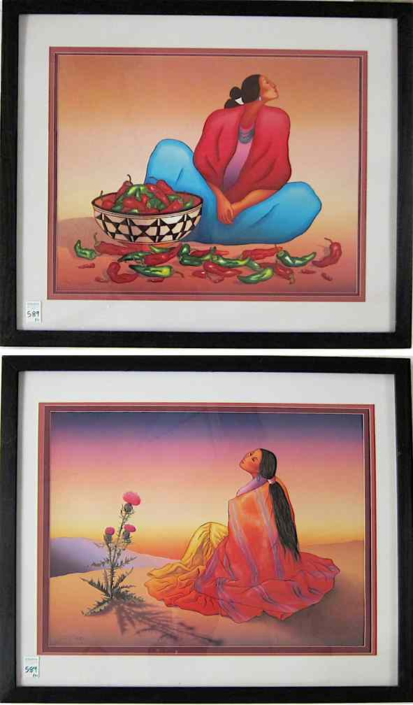 Appraisal: R C GORMAN TWO PHOTOLITHOGRAPHS New Mexico born depicting a