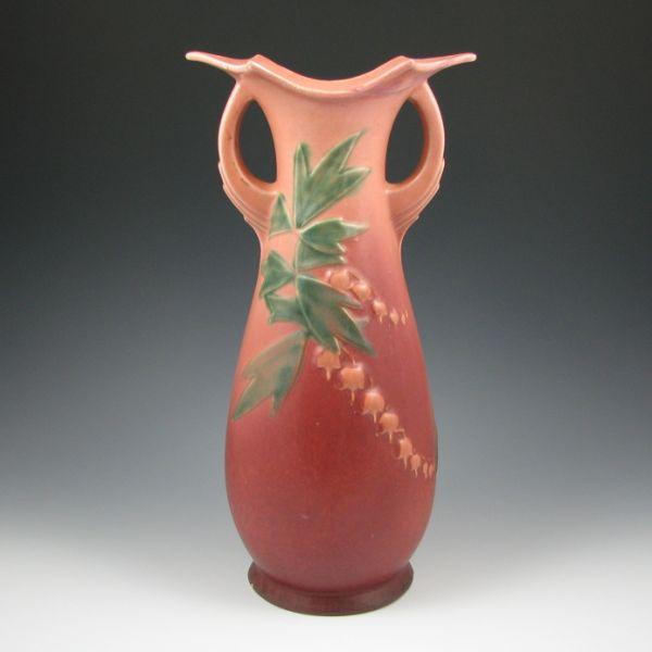 Appraisal: Roseville Bleeding Heart vase in pink and mauve Marked Roseville