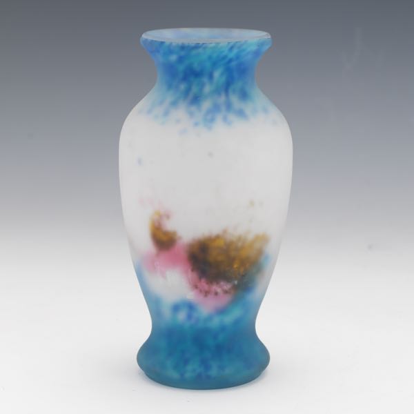 Appraisal: MULLER FRES LUNEVILLE VASE x Frosted glass vase in blue