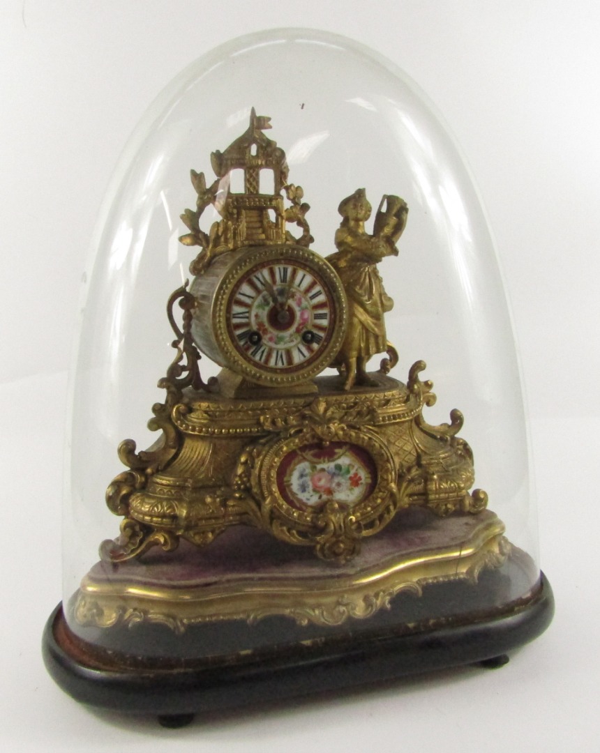 Appraisal: A French late thC gilt metal mounted clock the barrel