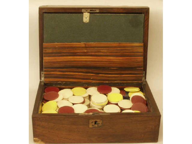 Appraisal: Mid th century rosewood lap desk containing a large collection