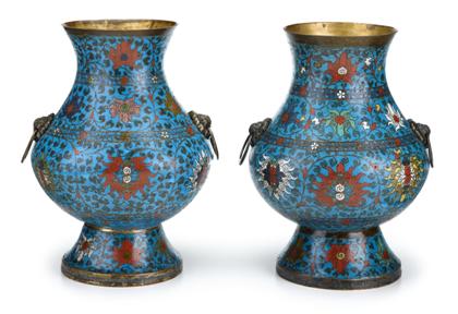 Appraisal: Good pair of Chinese Ming gilt bronze and cloisonne vasesming