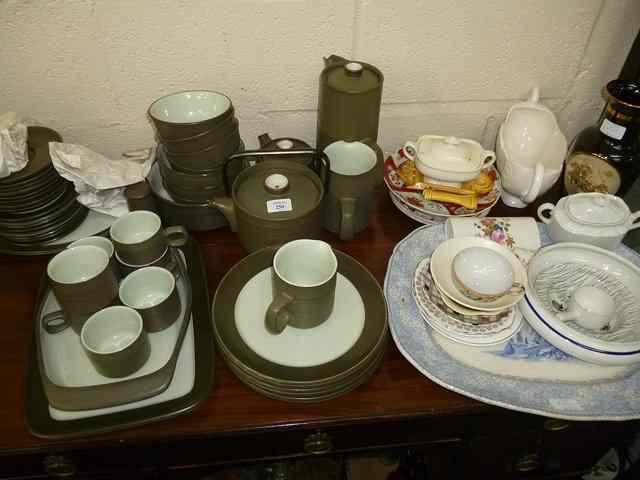 Appraisal: A DENBY CHEVRON PATTERN PART DINNER SERVICE to include teapot