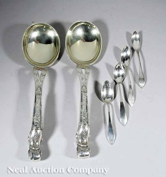 Appraisal: A Pair of Ornate Continental Silver Serving Spoons Copenhagen AH