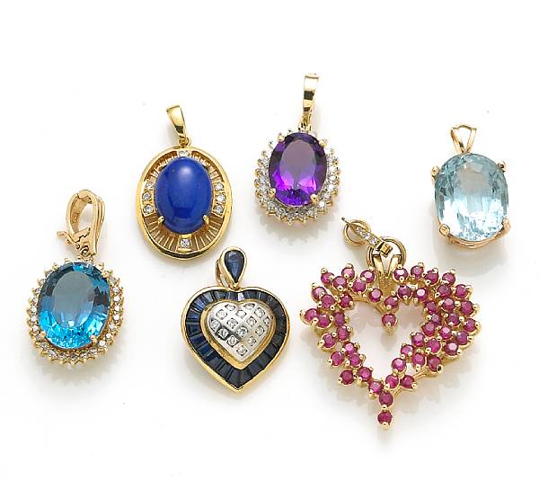 Appraisal: A collection of six diamond gem-set k and k gold