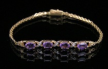 Appraisal: A Ladies' Gold Amethyst and Diamond Bracelet k yellow gold