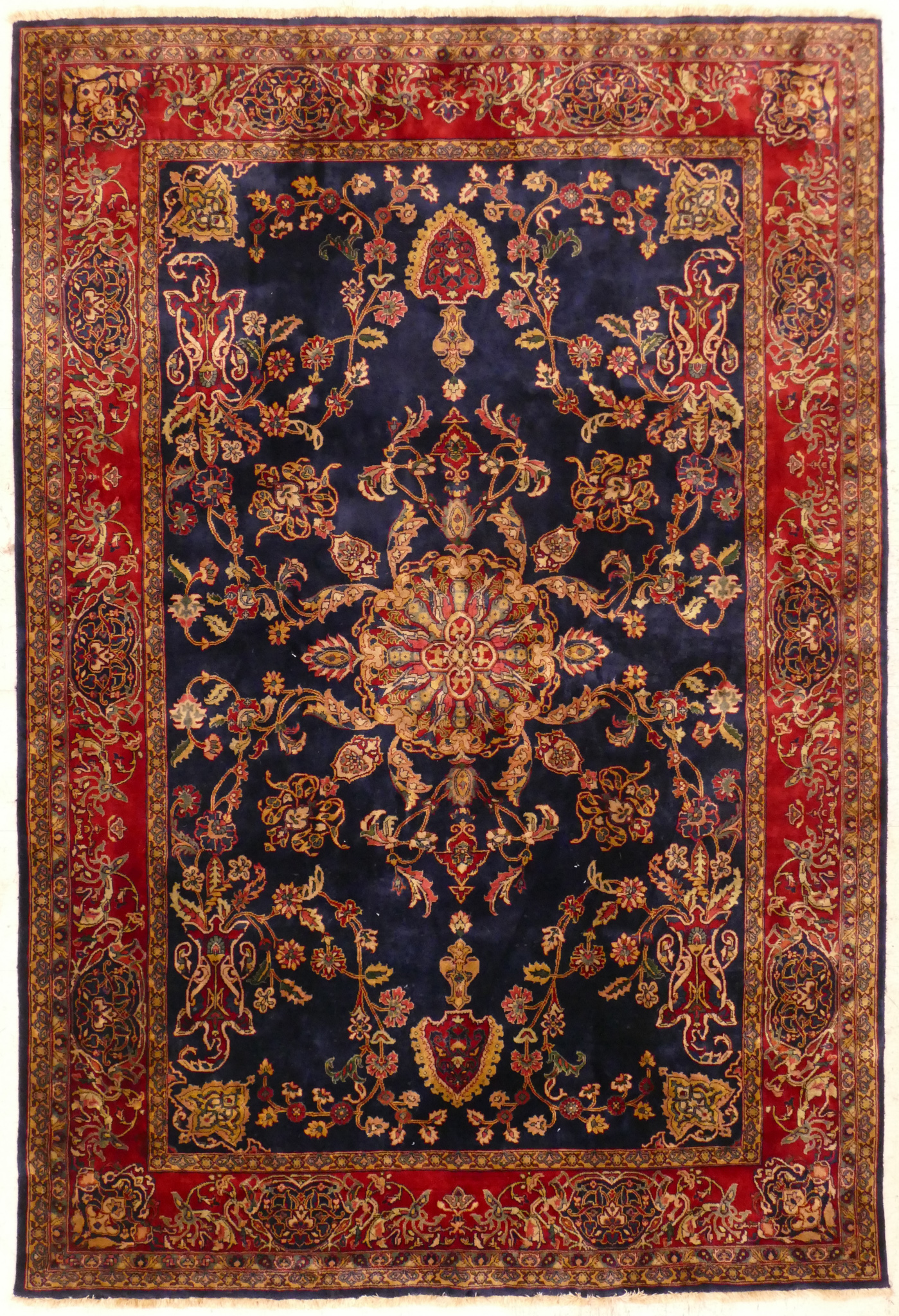 Appraisal: Persian Cobalt Floral Oriental Rug ' ''x ' Deep cobalt