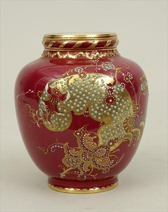 Appraisal: Royal Crown Derby Gilt and Polychrome Decorated Porcelain Jar Missing