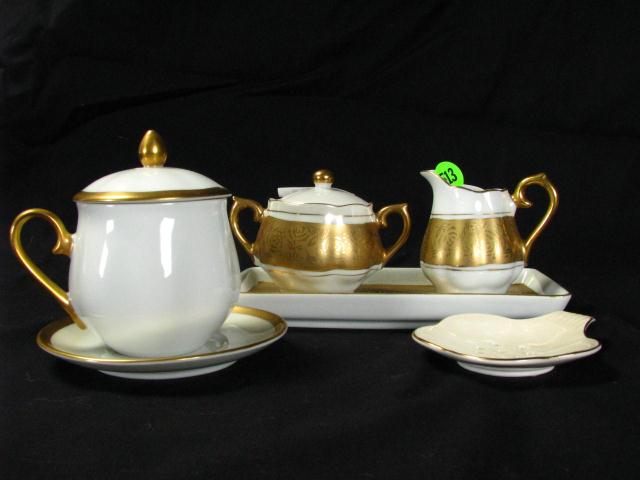 Appraisal: Gold Trimmed Porcelain Chocolate Set including twelve lidded cups with