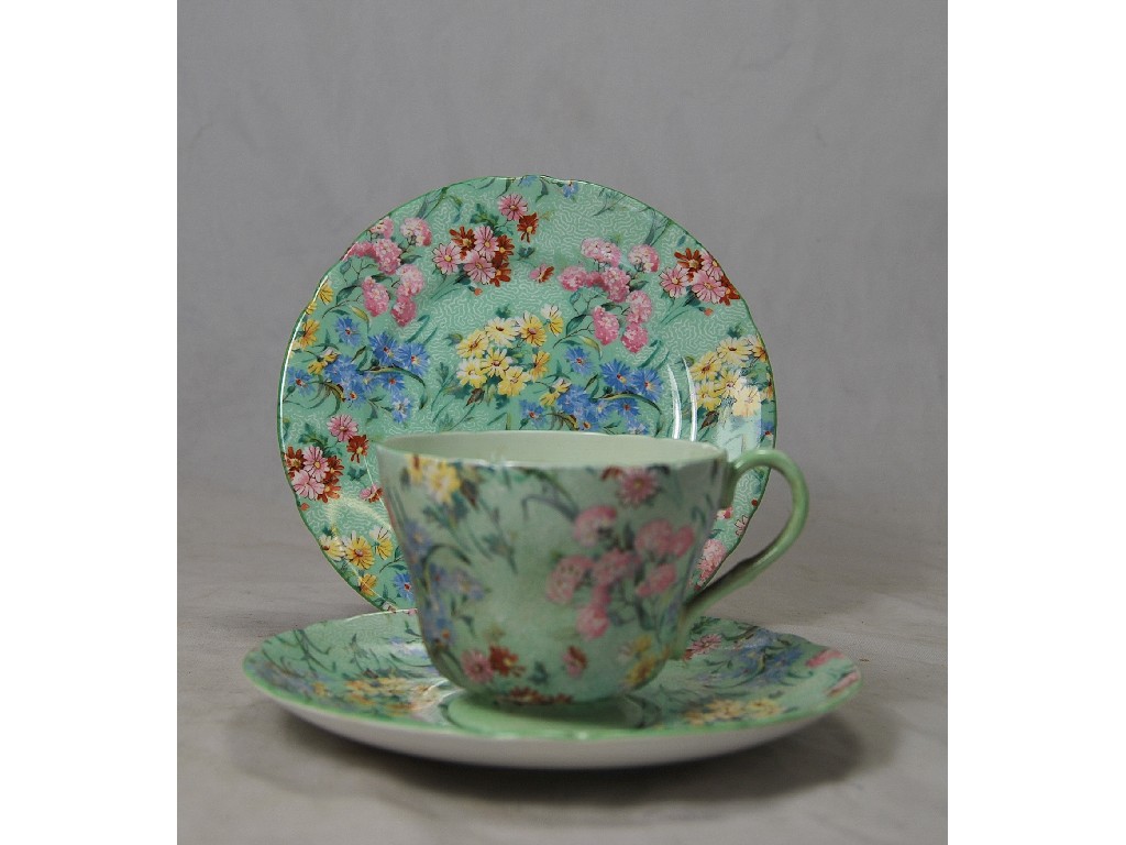 Appraisal: Mid th century Shelley ' Melody' chintz tea service decorated