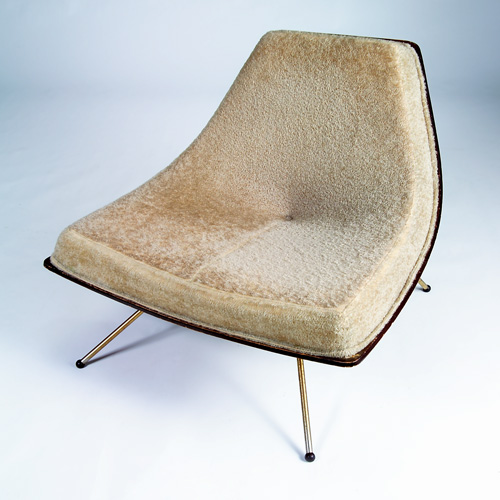 Appraisal: A J DONAHUE Canada Coconut-style lounge chair with original beige