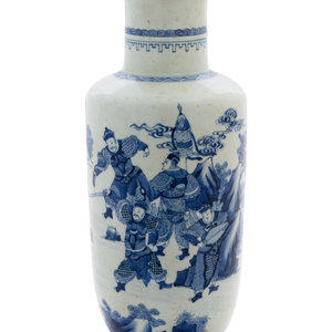 Appraisal: A Chinese Blue and White Porcelain Rouleau Vase the cylindrical