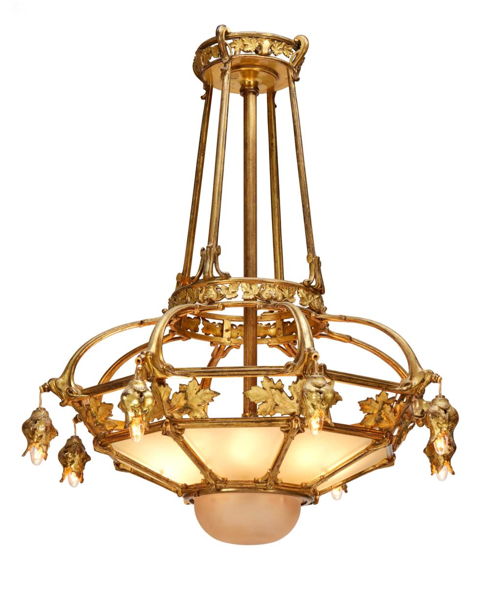 Appraisal: An Art Nouveau gilt-bronze chandelier First-quarter th Century The seventeen-light