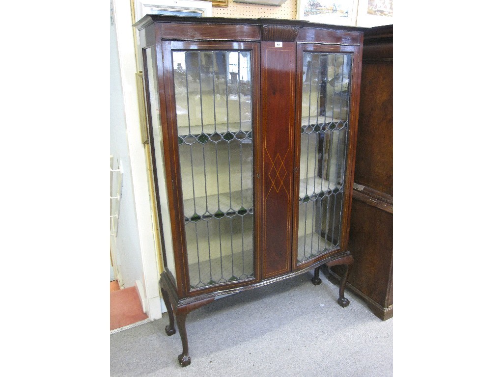 Appraisal: Mahogany leaded and stained glass display cabinet