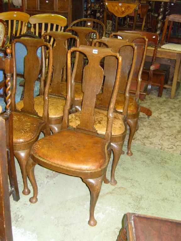 Appraisal: A set of six Edwardian oak Queen Ann style dining