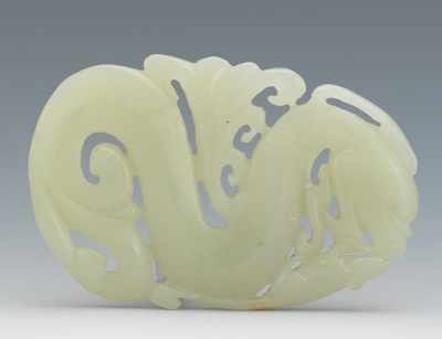 Appraisal: A Carved Jade Dragon Ornament Light grayish-green color jade carving