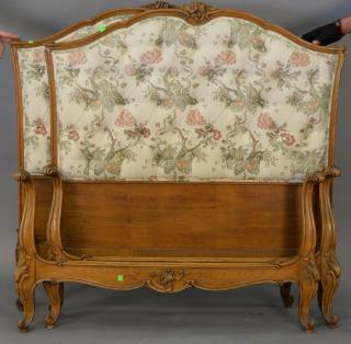 Appraisal: Pair of Louis XV style twin beds with tufted upholstered