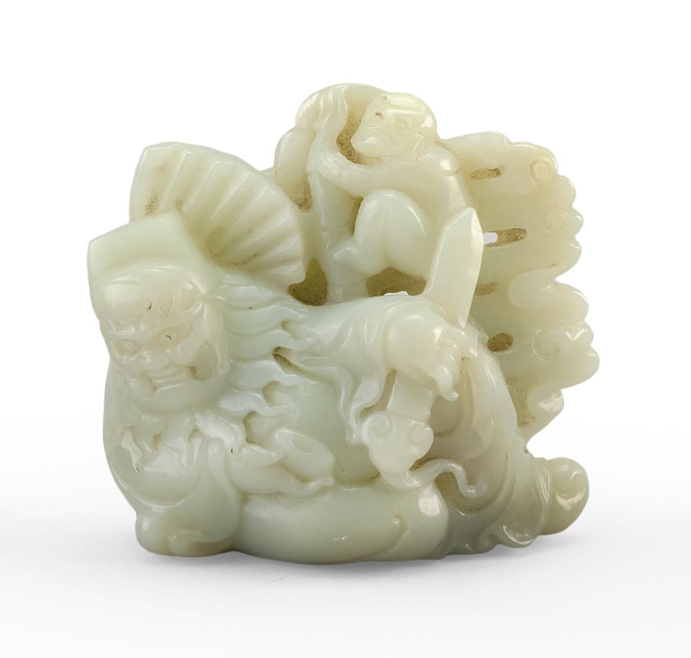 Appraisal: CHINESE PALE CELADON JADE CARVING HEIGHT CHINESE PALE CELADON JADE