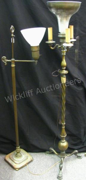 Appraisal: Two antique floor lamps including candlestick type with metal shade