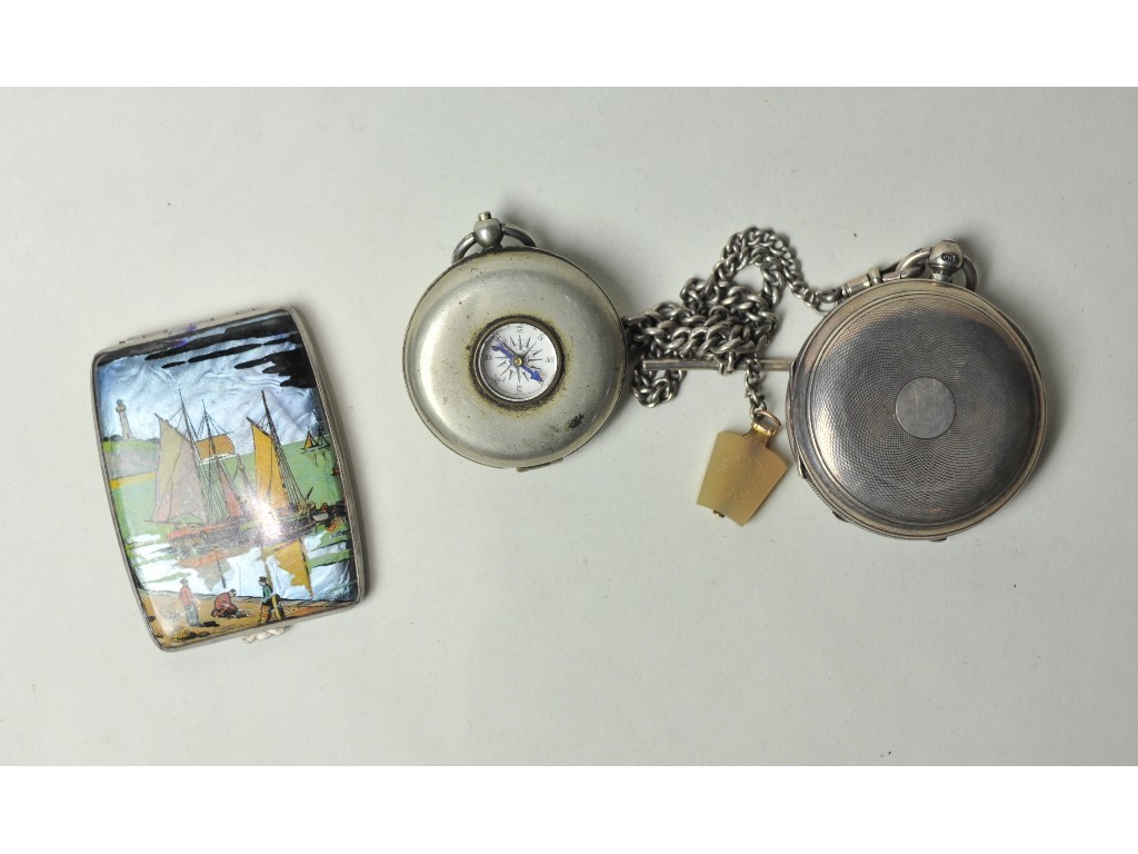 Appraisal: Lot comprising silver pocket watch on silver Albert a pocket