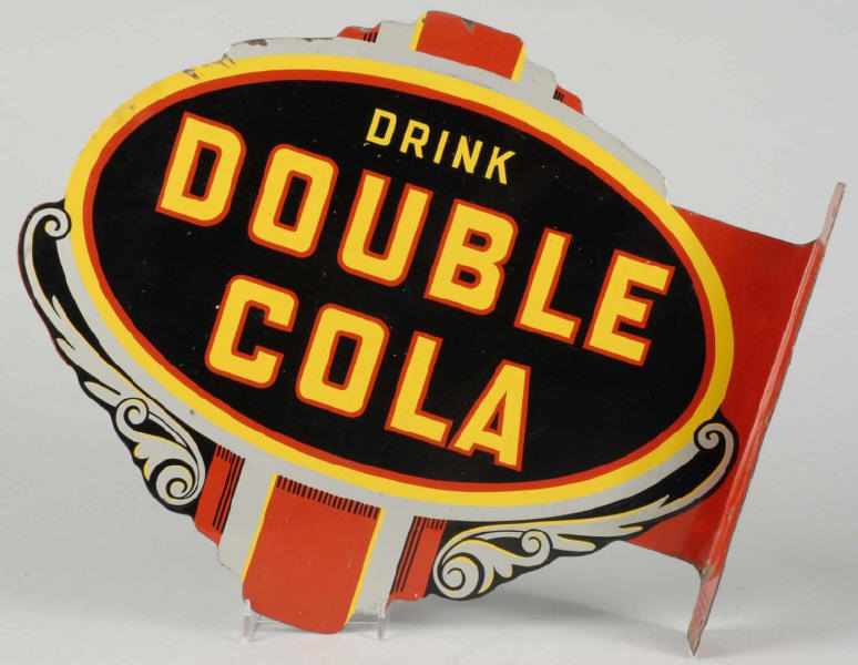 Appraisal: Porcelain Double Cola -Sided Flange Sign Description Copyright Both sides