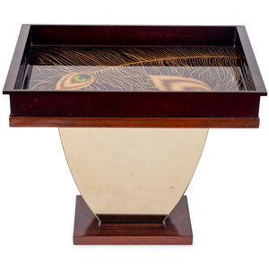 Appraisal: A Contemporary Brown Lacquer Tray Top Side Table Height x