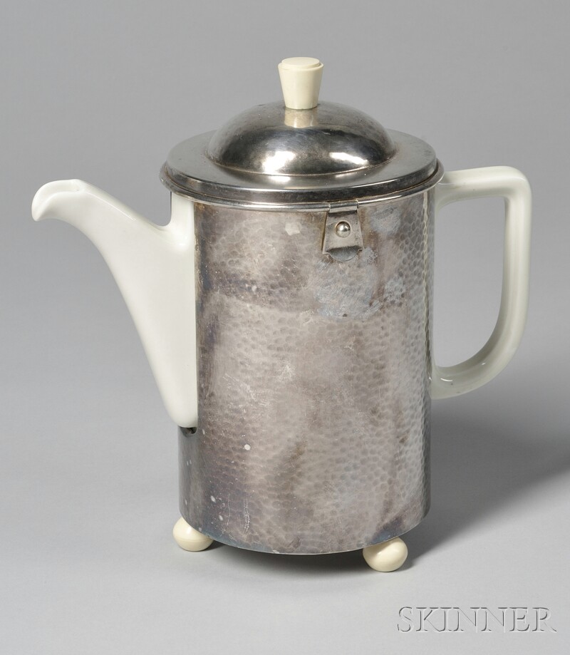 Appraisal: German Mid-century Silver-plated Coffeepot Geislingen c W rttembergische Metallwarenfabrik the