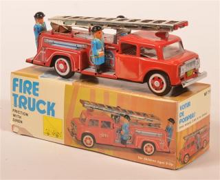 Appraisal: Fire Truck Friction Toy with Siren In original box -