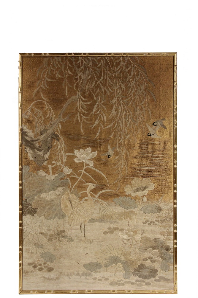 Appraisal: MONUMENTAL CHINESE SILKWORK - Late th c Silk Stitchwork with