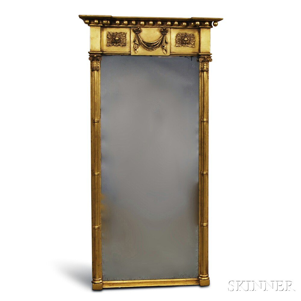 Appraisal: Large Federal Gilt and Carved Tabernacle Mirror th century the