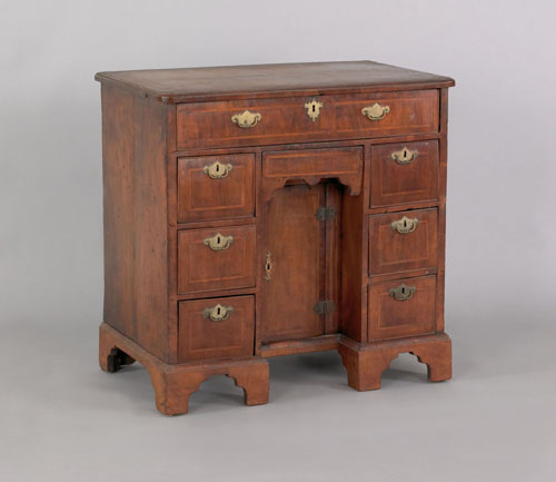 Appraisal: George II walnut veneer kneehole desk mid th c the