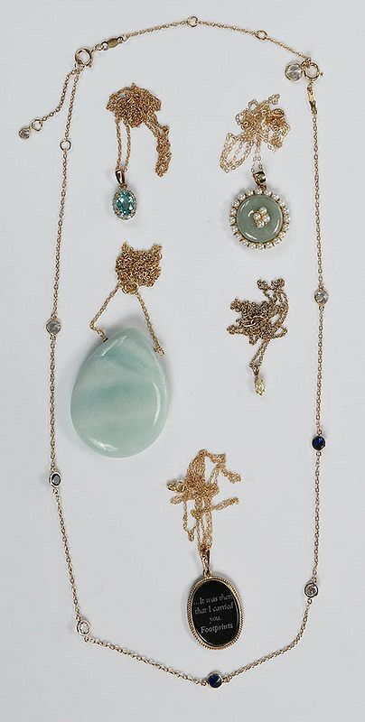 Appraisal: Six kt Gemstone Necklaces assorted gemstones including diamonds apatite pearl