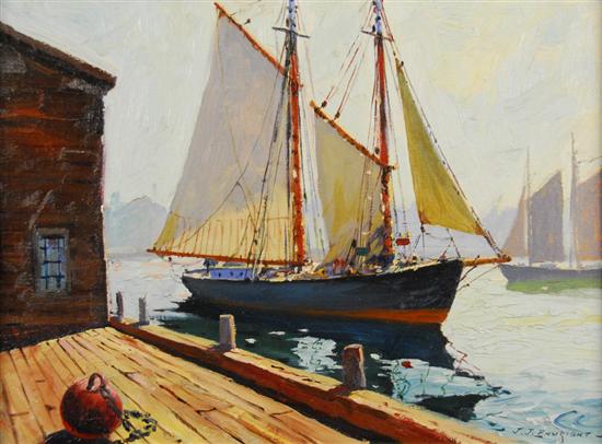 Appraisal: J J ENWRIGHT American - A GLOUCESTER DOCK oil on