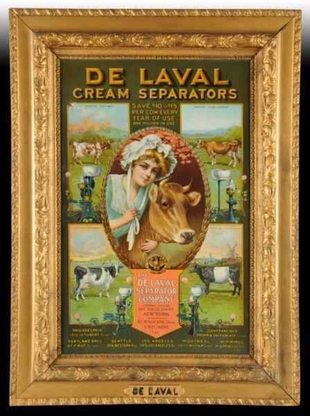 Appraisal: De Laval Cream Separators Tin Sign Description Original gesso frame