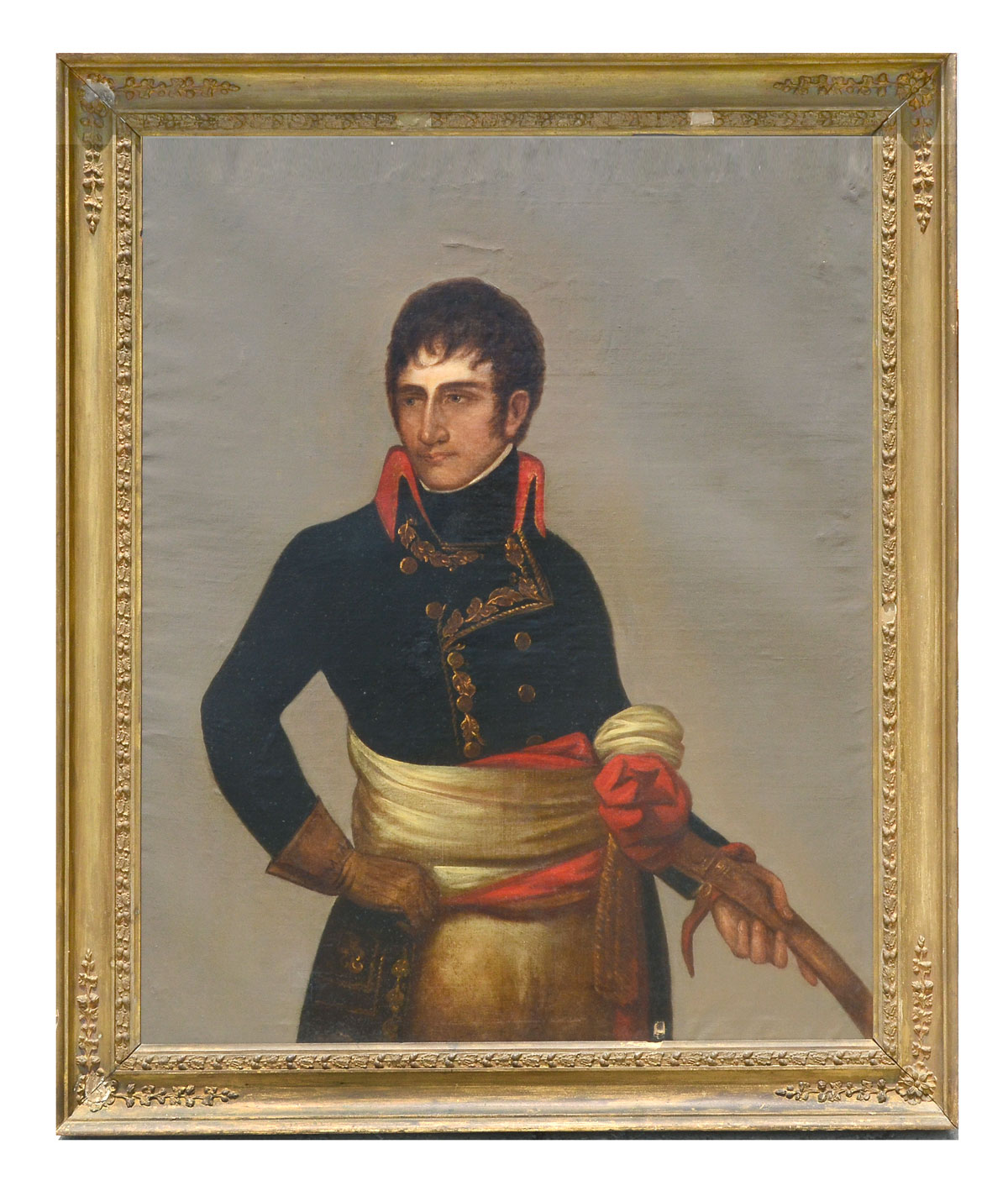 Appraisal: LARGE AND IMPRESSIVE PAINTING OF A FRENCH OFFICER Oil Canvas