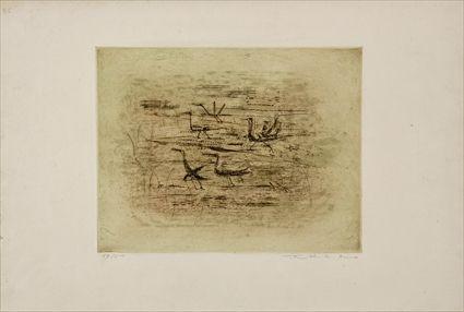 Appraisal: ZAO WOU-KI b UNTITLED WATERBIRDS Lithograph in color x in