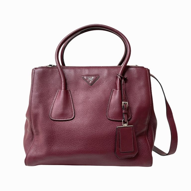 Appraisal: Prada Shoulder Bag in Burgundy Prada Shoulder Bag in Burgundy