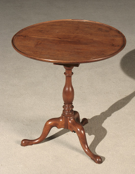 Appraisal: Chippendale Walnut Dished Tilt-Top Birdcage Tripod Tea Table Pennsylvania Philadelphia