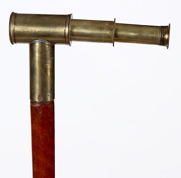 Appraisal: Telescope Cane th Century- A two draw brass telescope in