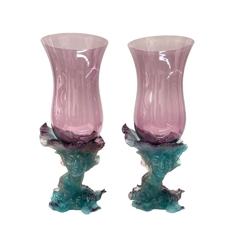 Appraisal: Pair of Daum Crystal Pate De Verre Vase and Dish